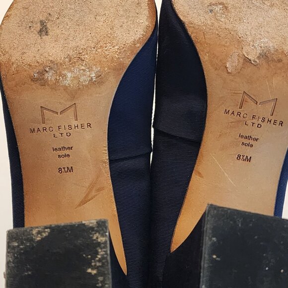 Mark Fisher LTD Pointed Pumps Block Heel Shoes 8.5 Women Blue fabric - Picture 5 of 10